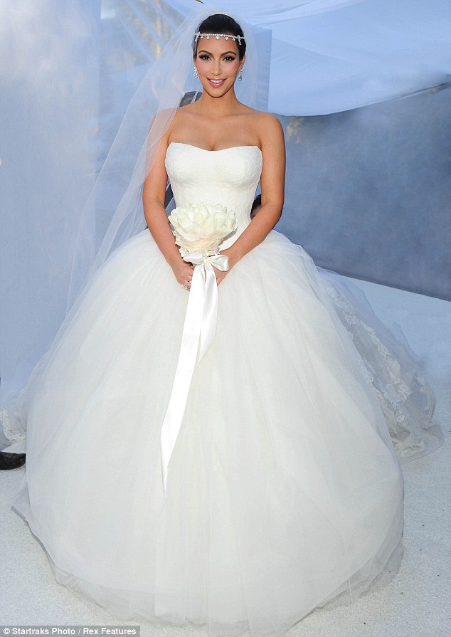 Kim Kardashian wedding gown Kim donned a Vera Wang creation with a full 